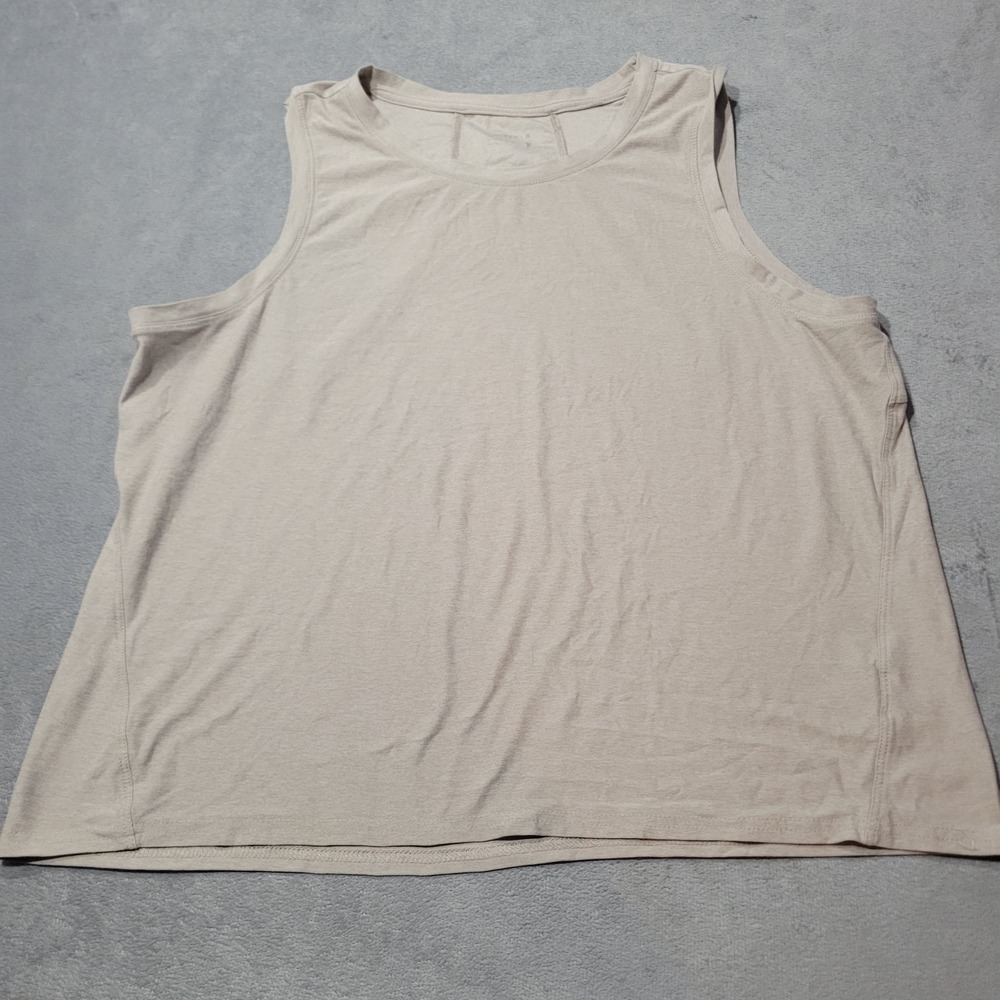 Jockey Tank Top Women XL Tan Activewear‎ Sleeveless Crew Neck Heathered 11731